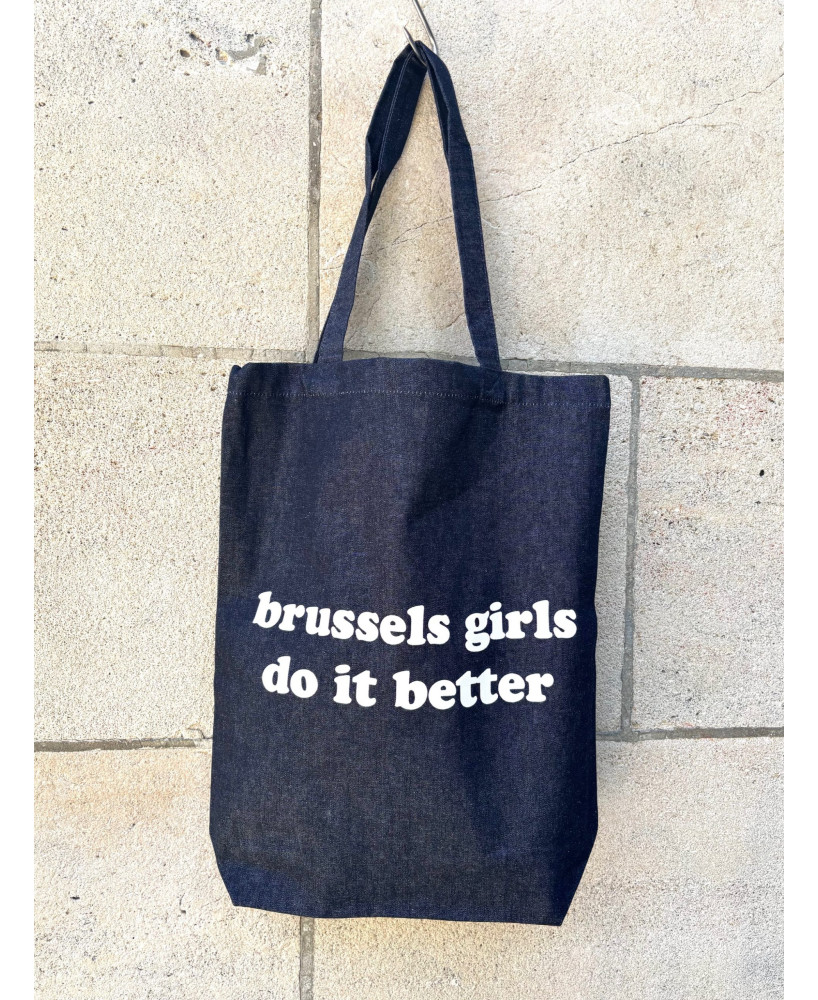 Tote bag denim brussels girls do it better