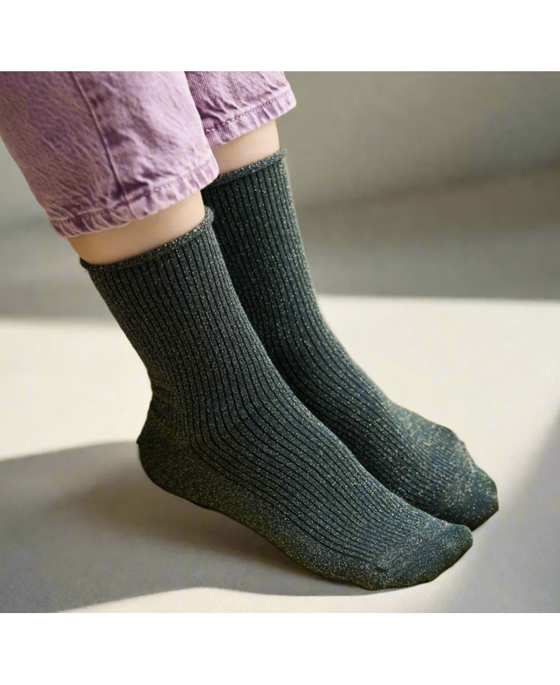 Chaussettes Klue glitter lurex vert