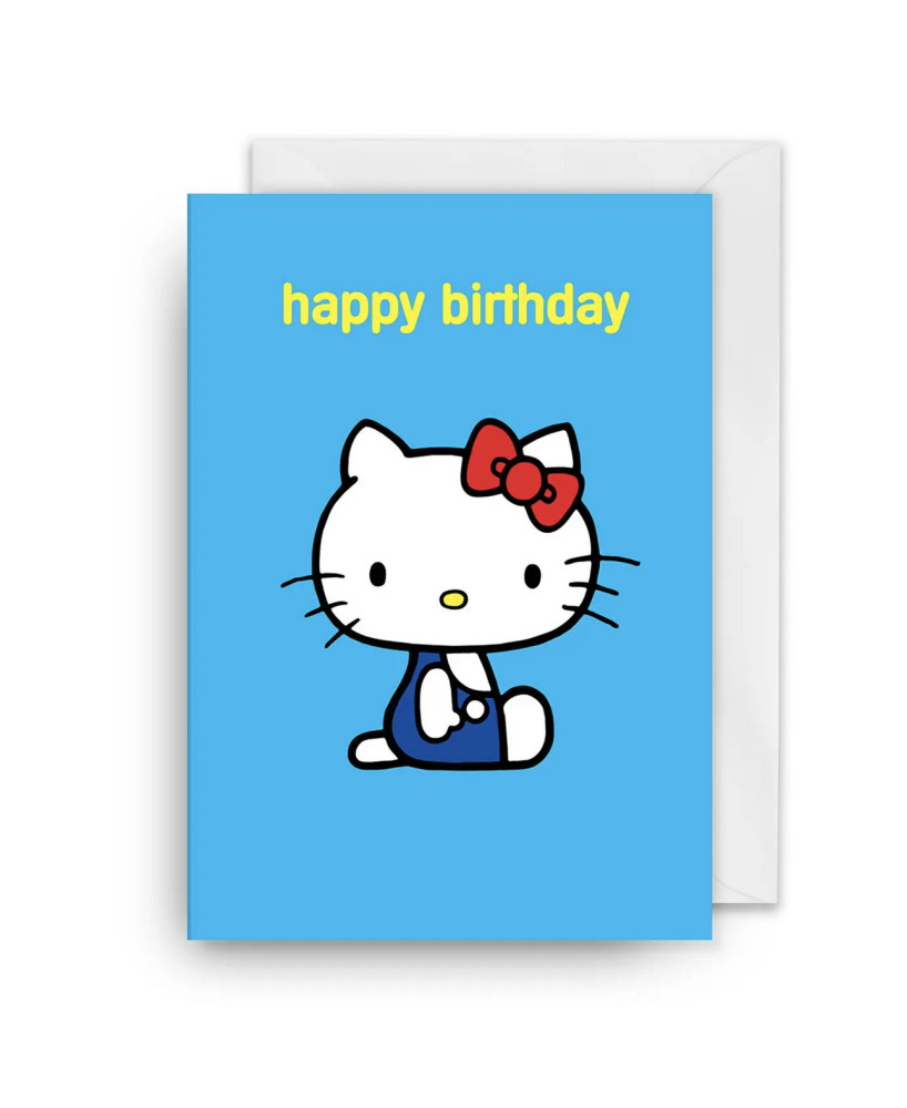 Carte Hello Kitty Happy Birthday bleue