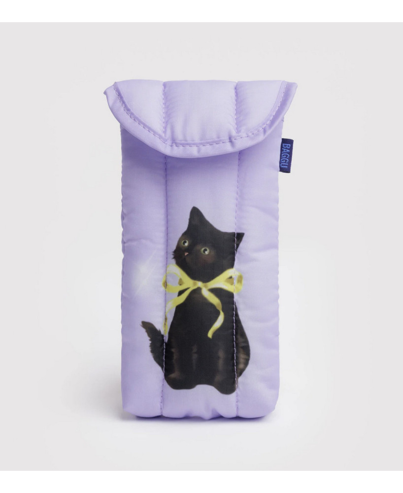 Etui de lunettes matelassé Chat noir