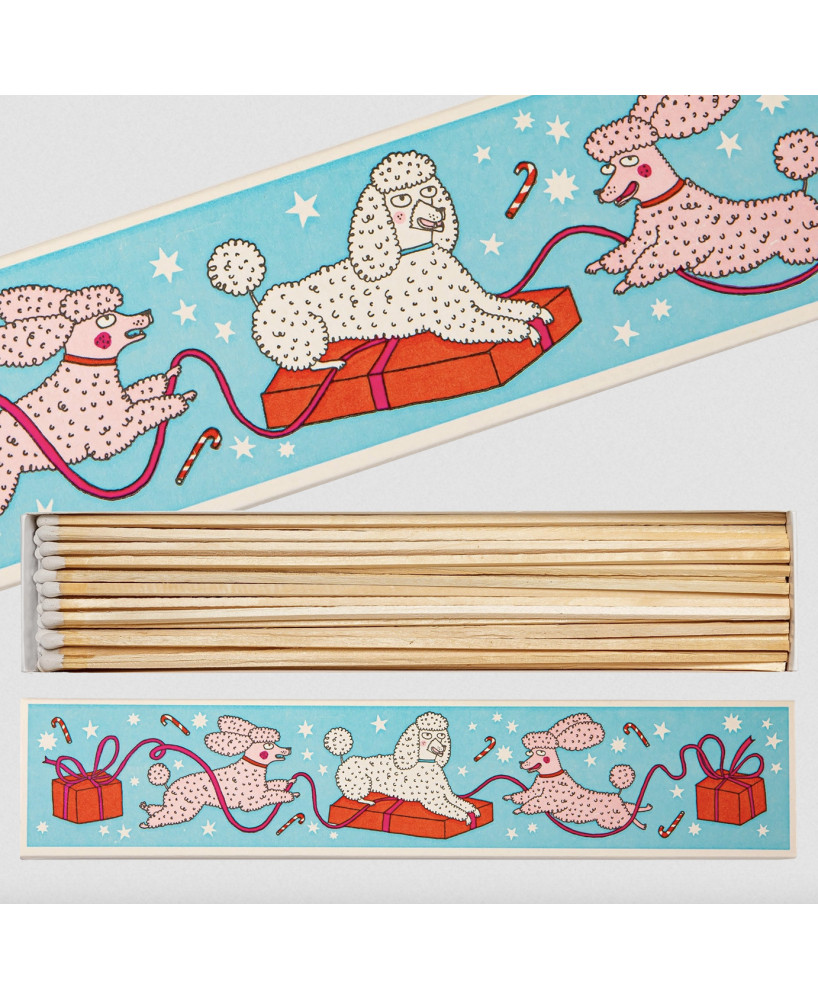 Boîte d'allumettes longues Caniches de Noël