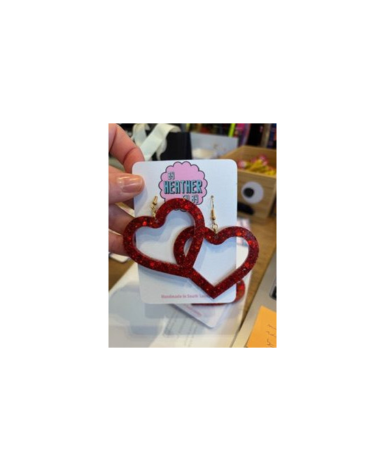 Boucles d’oreille Coeurs rouges vides