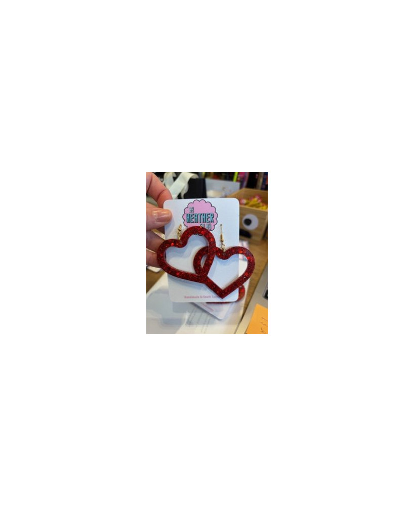 Boucles d’oreille Coeurs rouges vides