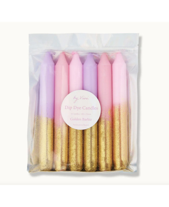 Set de 6 bougies glitter Golden Barbie