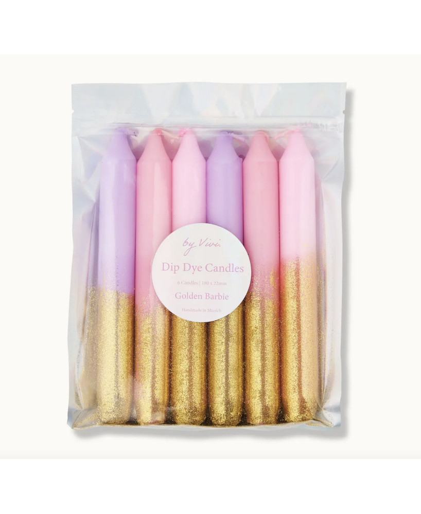 Set de 6 bougies glitter Golden Barbie