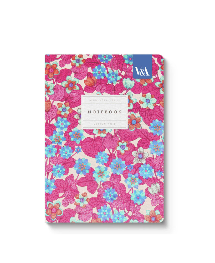 Carnet V&A fleurs rose fluo