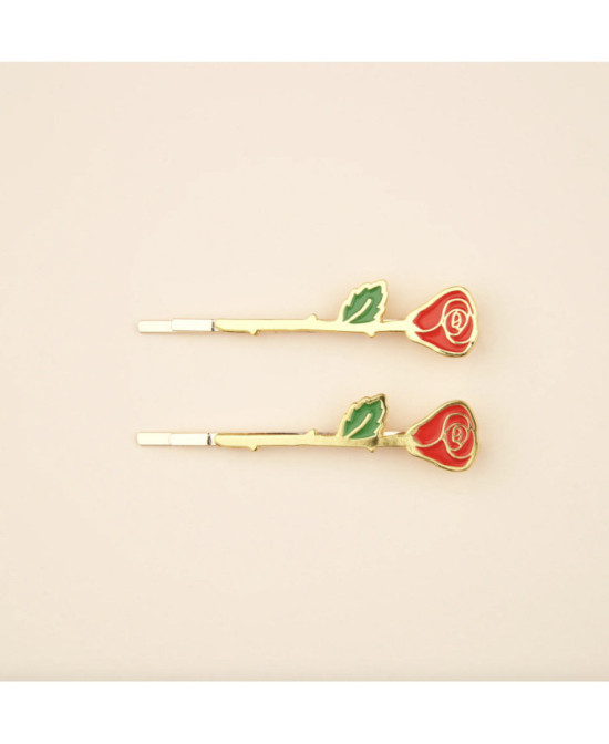 Duo de barrettes Coucou Suzette Roses rouges