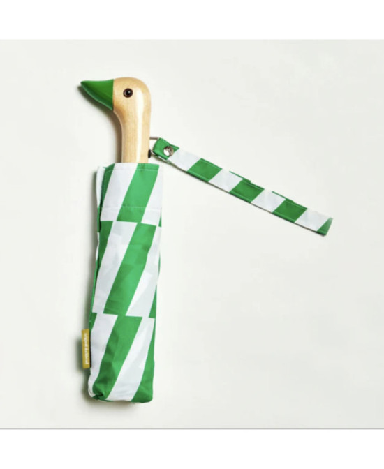 Parapluie Canard Motifs géométriques blanc et vert