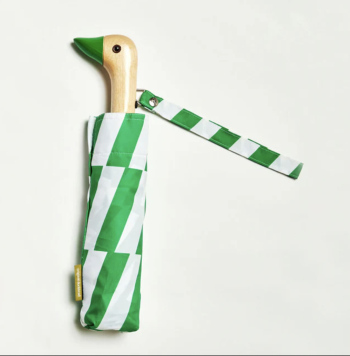 Parapluie Canard Motifs géométriques blanc et vert