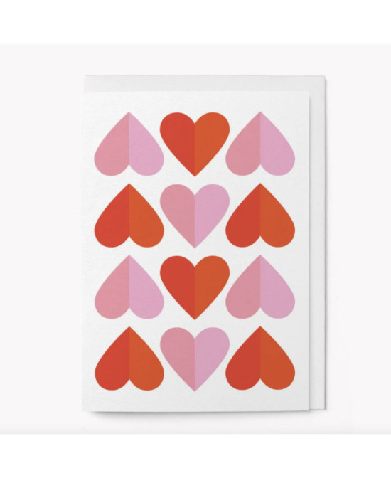 Carte Coeurs roses et rouges