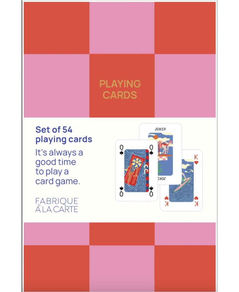 Jeu de cartes boîte carrés roses et rouges