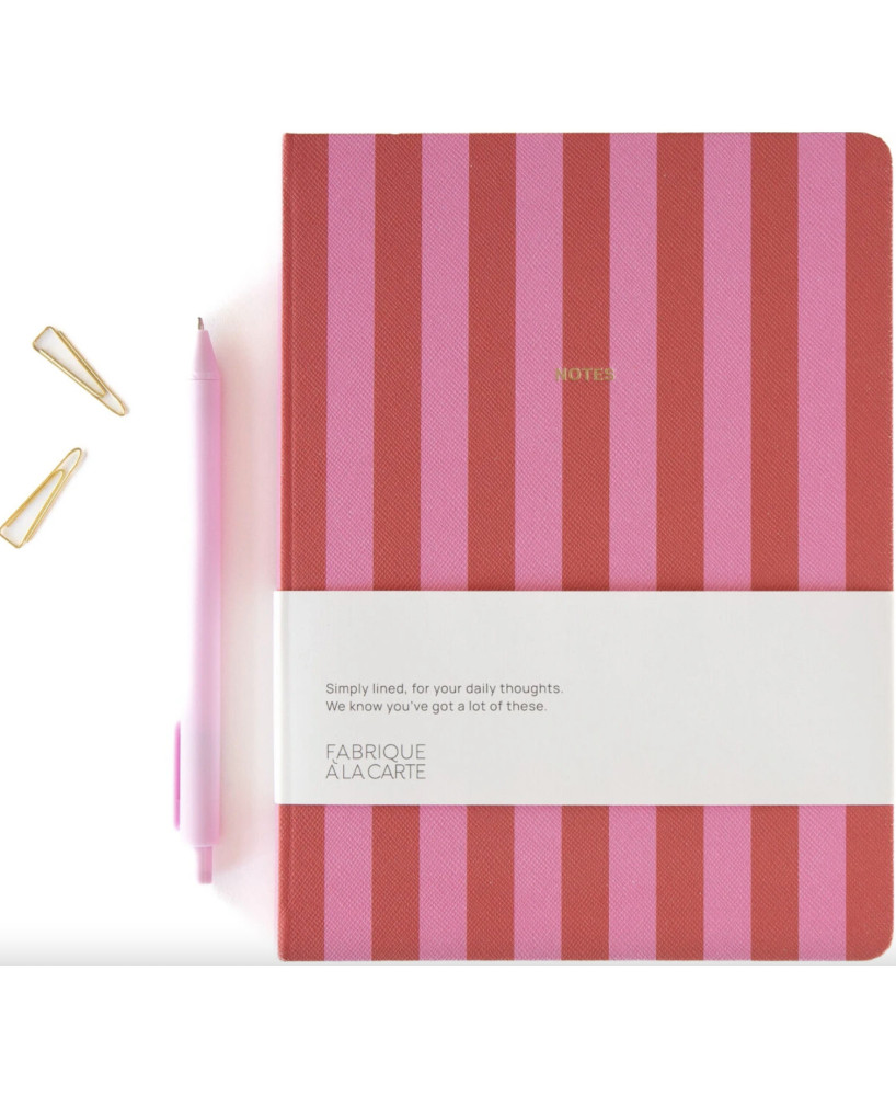 Carnet lignes roses et rouges