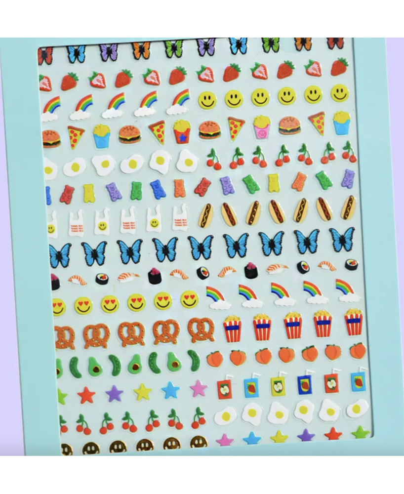 Stickers d'ongles Arc-en-ciel et Papillons