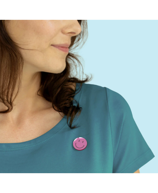 Pins Smiley miroir rose