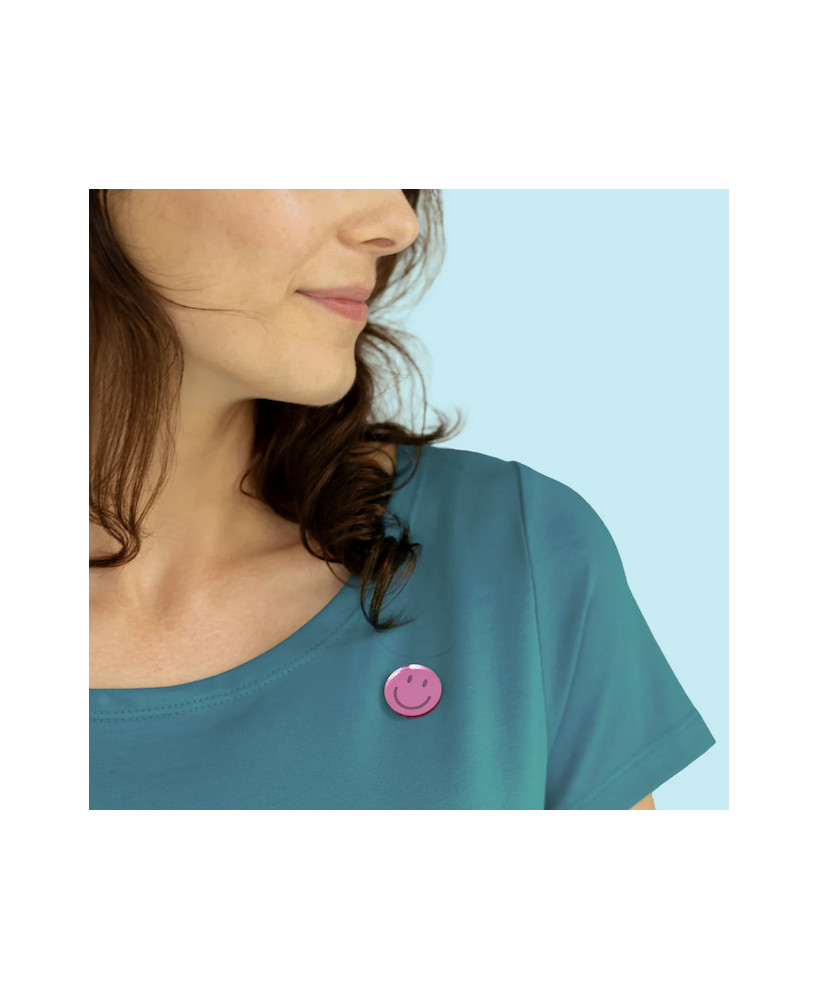 Pins Smiley miroir rose