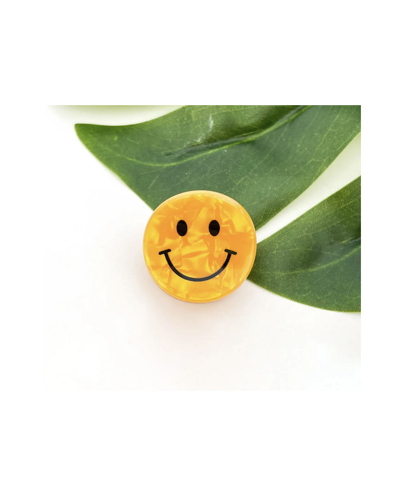 Mini pince à cheveux Smiley jaune