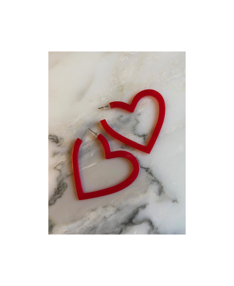 Boucles d'oreilles Coeurs rouge