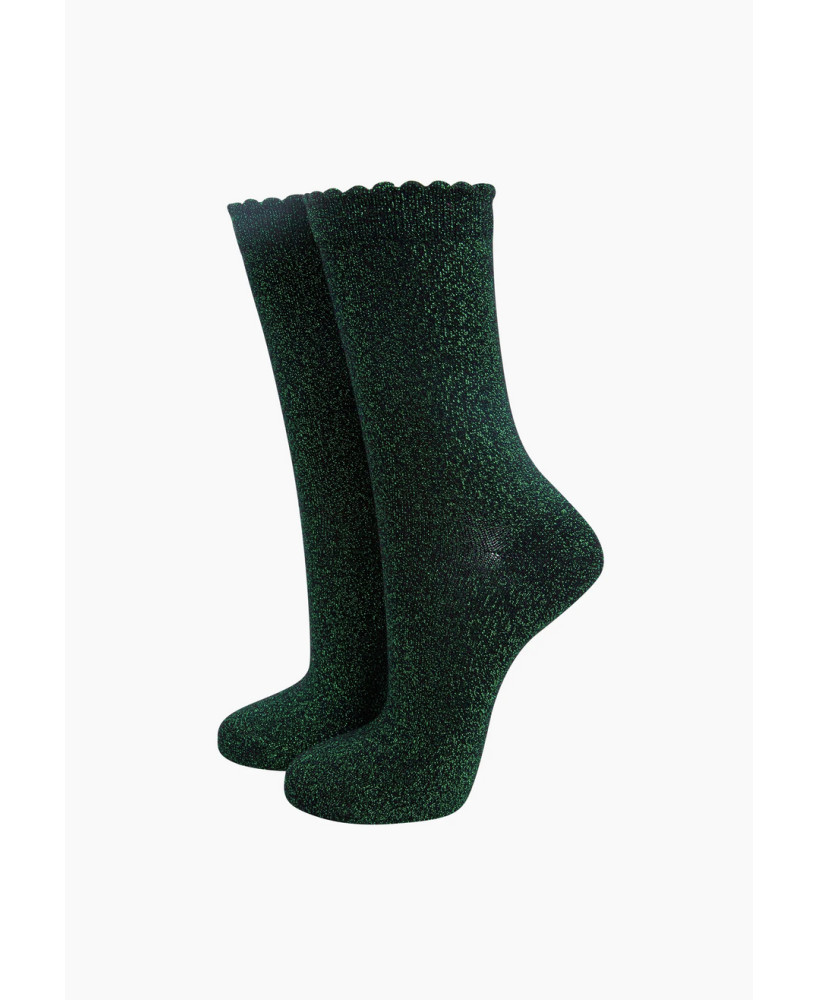 Chaussettes glitter vert/noir
