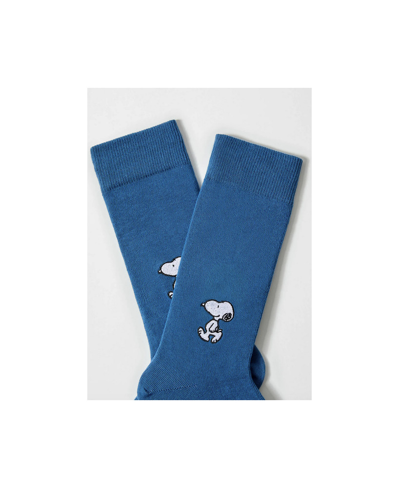 Chaussettes bleues Snoopy brodé