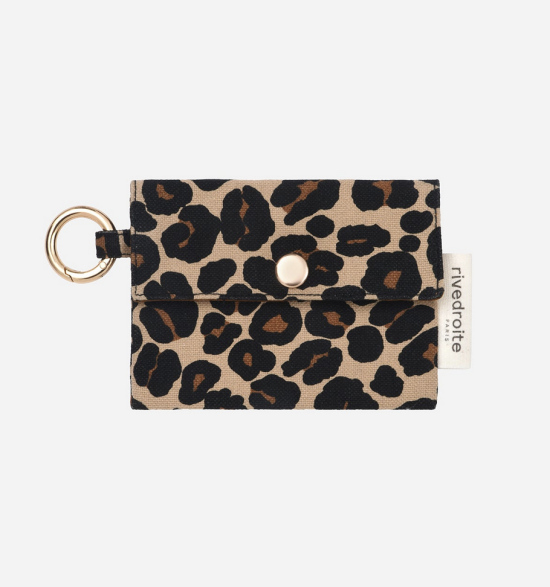 Porte-monnaie Rive Droite Auber léopard beige