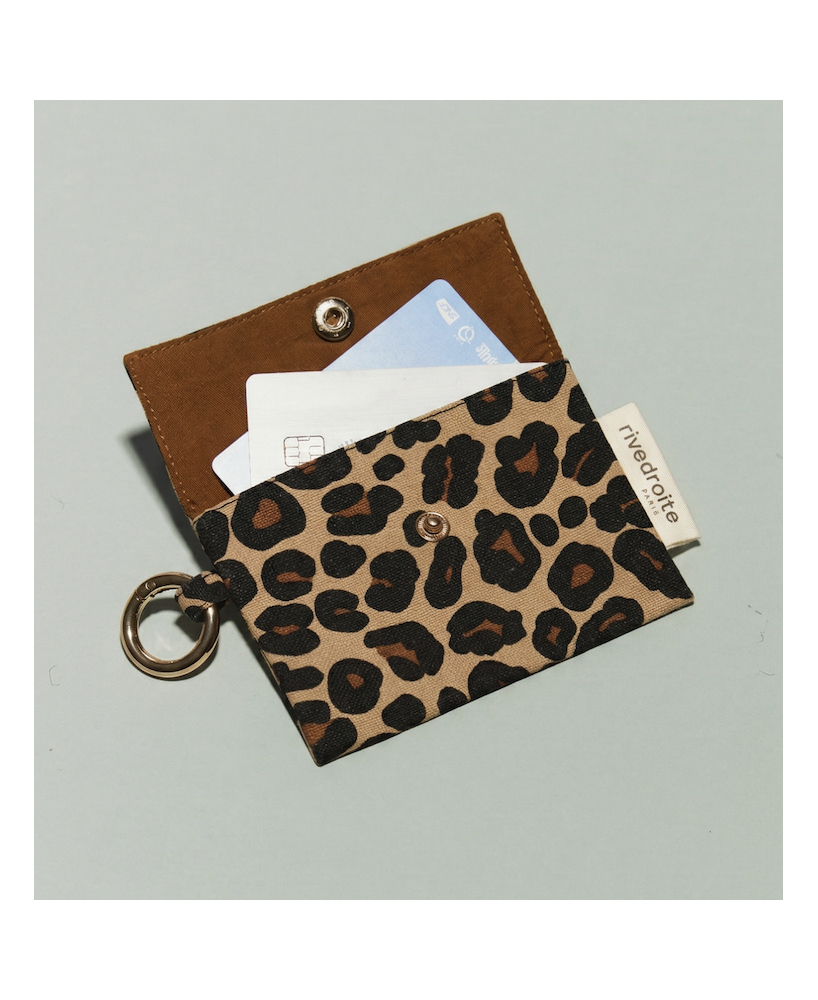 Porte-monnaie Rive Droite Auber léopard beige