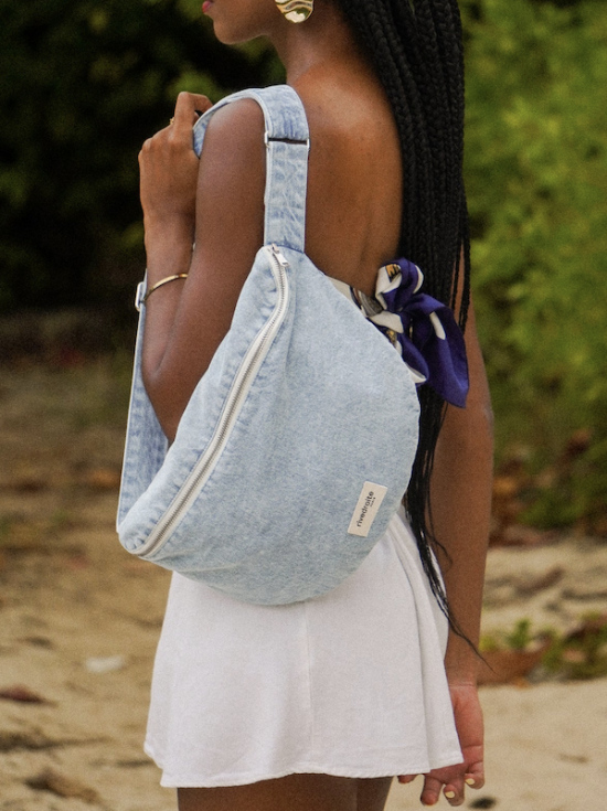 Sac banane Rive Droite Custine XL denim clair délavé