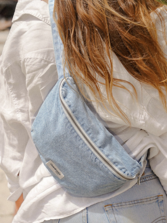 Sac banane Rive Droite Custine denim clair délavé
