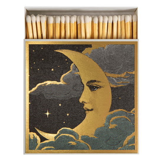 Boîte carrée d'allumettes Lune dorée