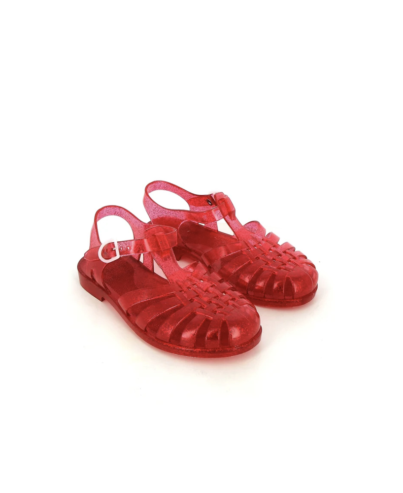 Sandales Méduse Sun rouge pailleté