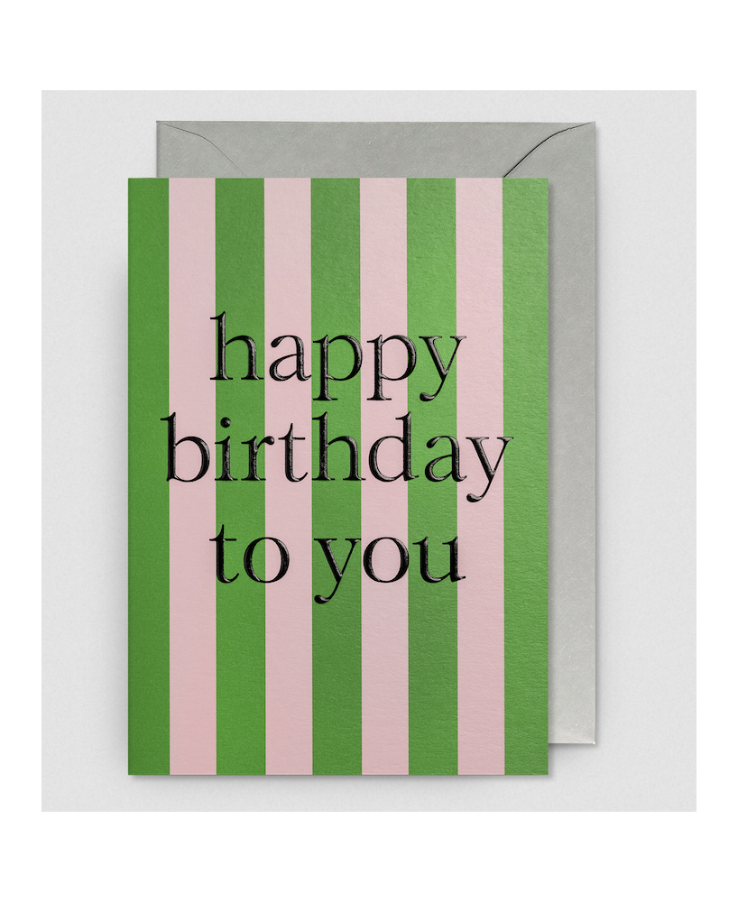 Carte Happy birthday to you lignes vertes