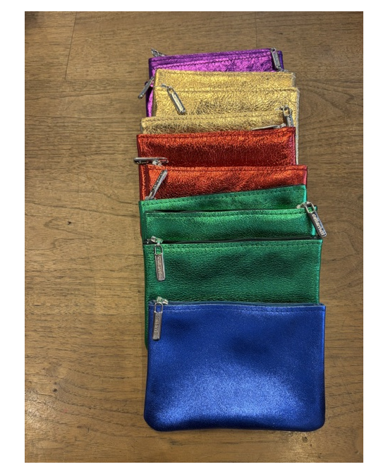 Pochette cuir métal zip