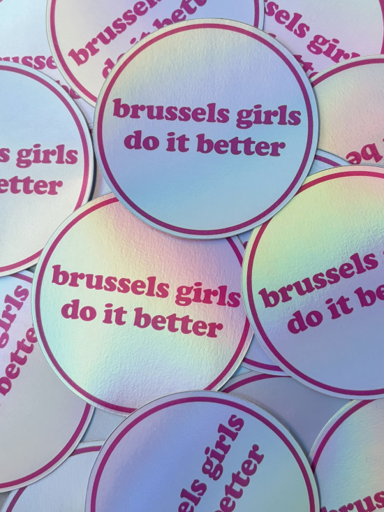 Sticker brussels girls do it better rose métal