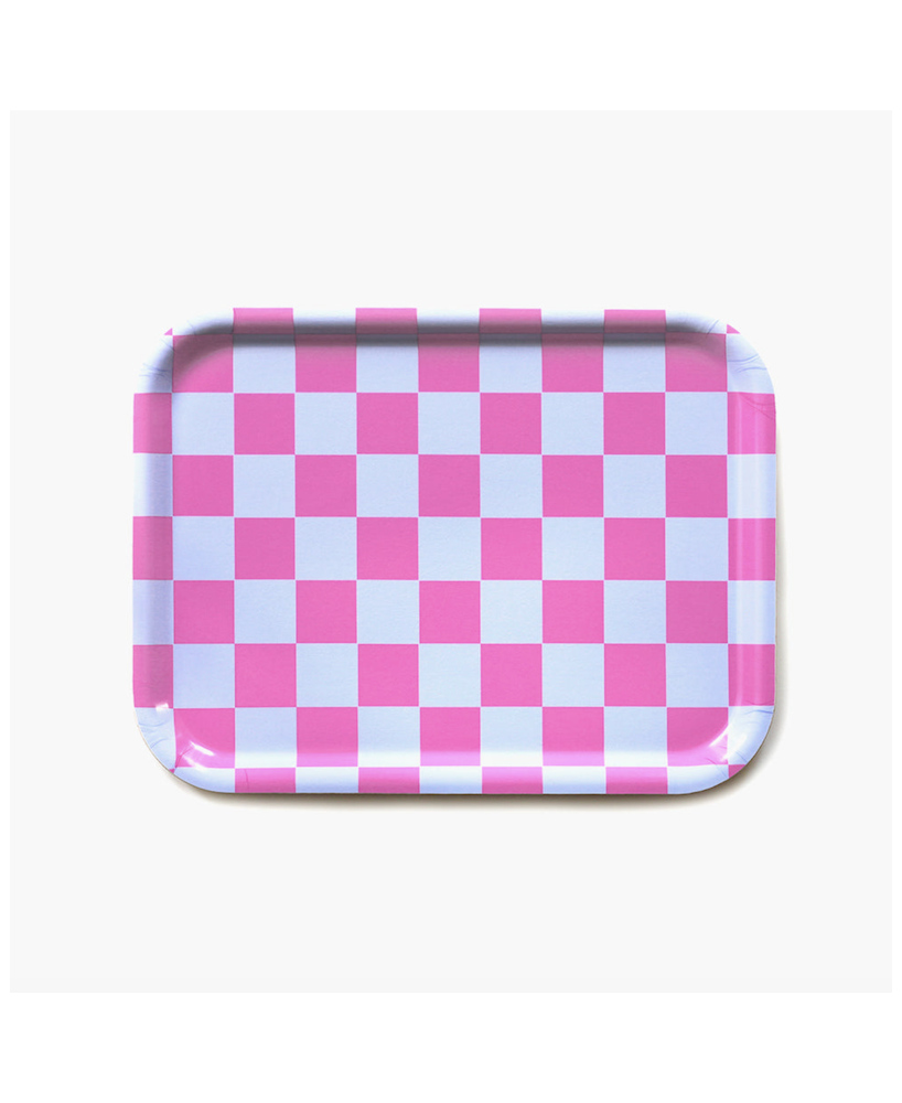 Plateau rectangulaire damier rose/lilac