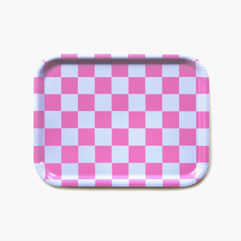 Plateau rectangulaire damier rose/lilac