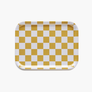 Plateau rectangulaire damier moutarde