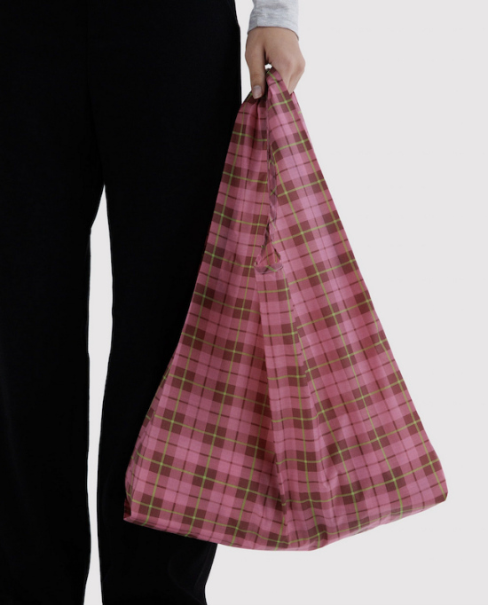 Sac réutilisable Tartan rose