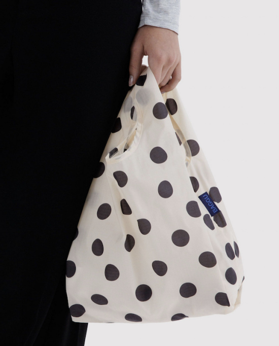 Petit sac réutilisable blanc pois noirs
