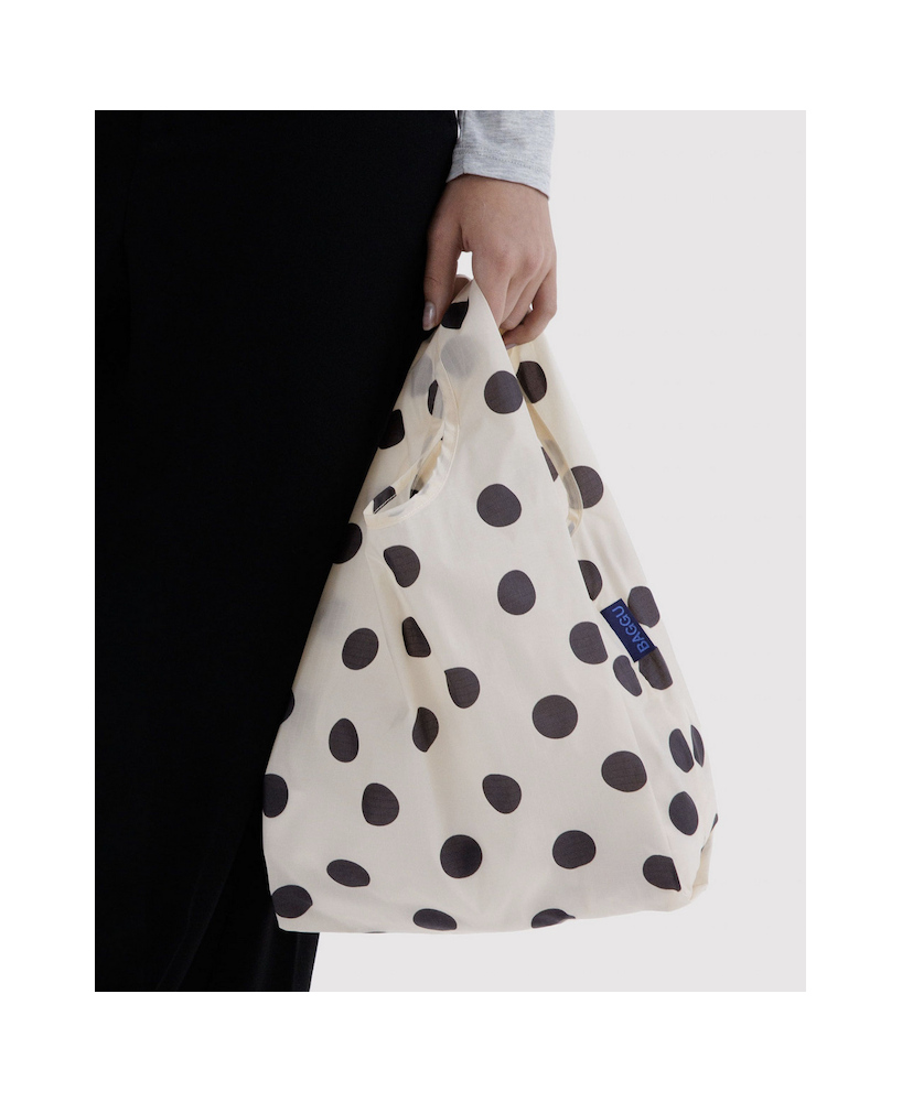 Petit sac réutilisable blanc pois noirs
