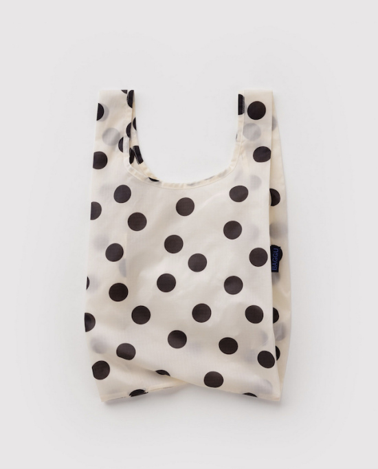 Petit sac réutilisable blanc pois noirs