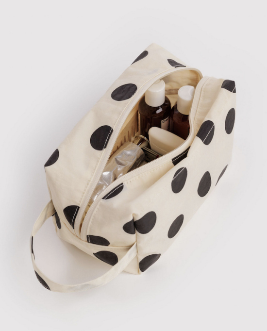 Trousse blanche pois noirs