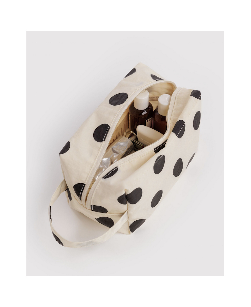 Trousse blanche pois noirs