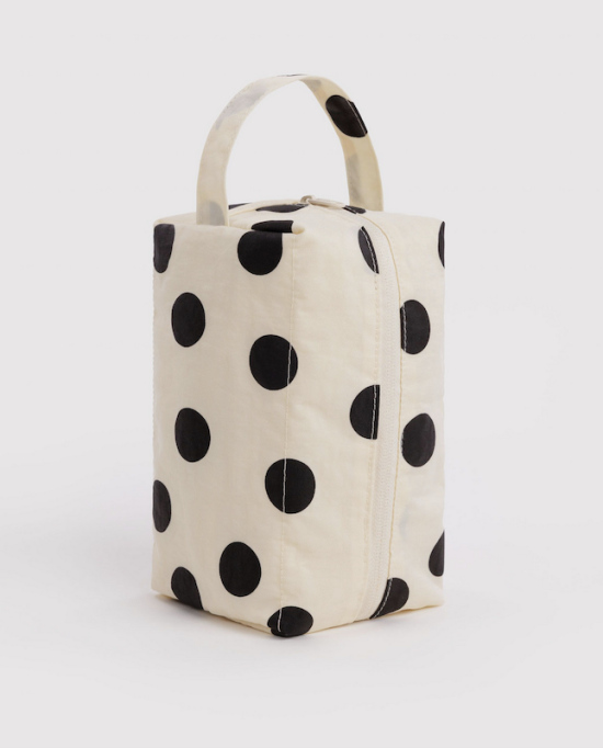 Trousse blanche pois noirs