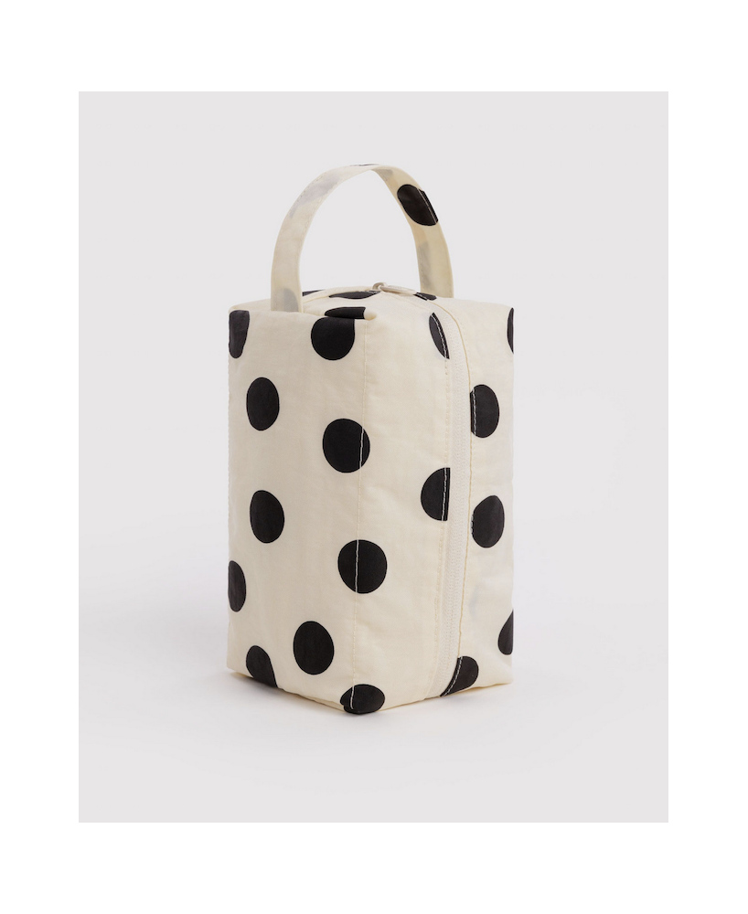 Trousse blanche pois noirs