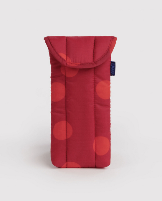 Etui de lunettes matelassé rouge pois rouges