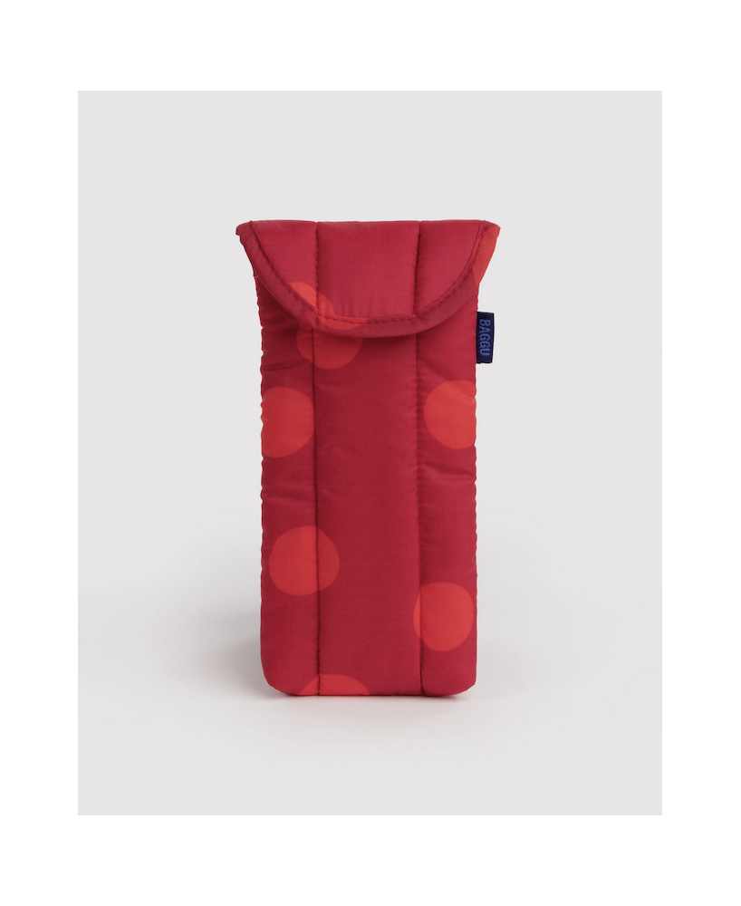 Etui de lunettes matelassé rouge pois rouges