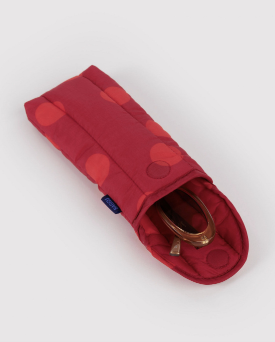 Etui de lunettes matelassé rouge pois rouges