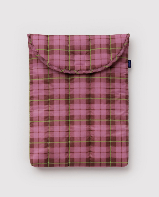 Housse d'ordinateur matelassée 13'' tartan rose