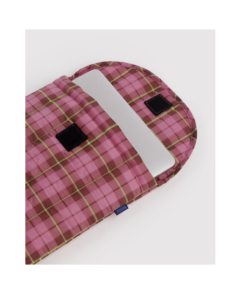 Housse d'ordinateur matelassée 13'' tartan rose