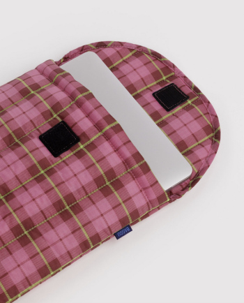 Housse d'ordinateur matelassée 13'' tartan rose