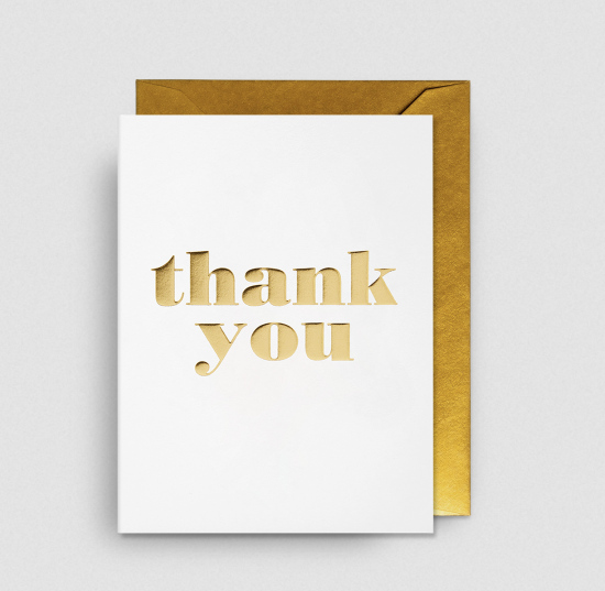 Petite carte Thank you doré